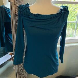 NWT RARE Anthropologie Deletta Teal Blue knit top